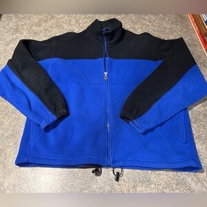 Lands' End Men's Fleece Jacket Full Zip Blue Black Size M spring